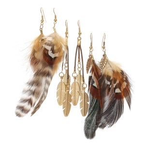 Pack 3 Brincos Penas, Claire's, 9,99€