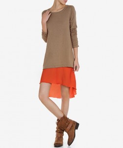 Vestido em tecido com sobreposição em malha - Lanidor: 20,95€