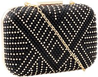 clutch preta e dourada com aplicaçoes bijou brigitte