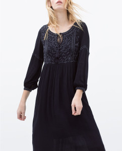 Vestido comprido bordado - Zara: 49,95€