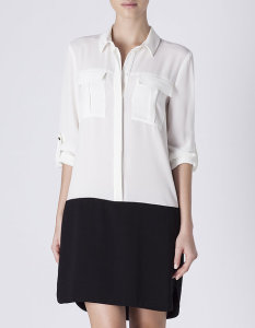 Vestido estilo camisa bicolor - Blanco: 32,99€